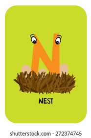 N Nest Alphabet Flashcards Template Baby Stock Vector (Royalty Free ...