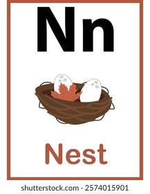 N for nest vector worksheet for kids