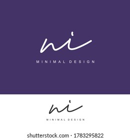 N I NI Initial handwriting or handwritten logo for identity. Logo with signature and hand drawn style.