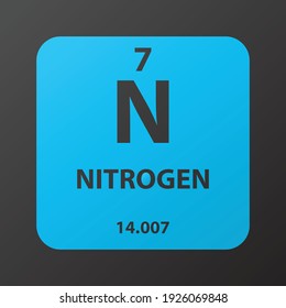 N Nitrogen Non reactive metal Chemical Element vector illustration diagram, with atomic number and mass. Simple gradient flat design for education, lab, science class.
