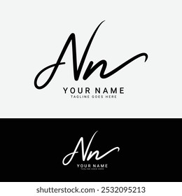 N, NN Logo für Anfangsbuchstaben. Alphabet NN Logo für handschriftliche Signatur