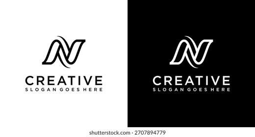 Vector de diseño de logotipo de letra inicial N o NN