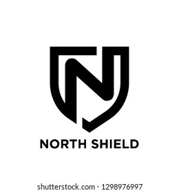 n north initial letter shield logo icon designs vector illustration