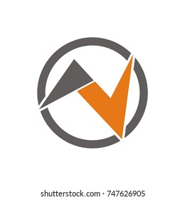 N or NV logo initial letter design template vector
