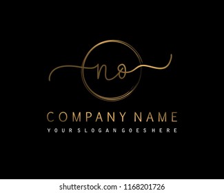 N O Initial handwriting logo vector