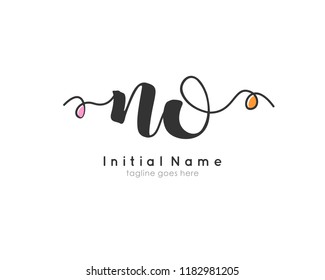 N O Initial handwriting logo vector template