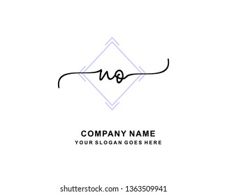 N O Initial Handwriting Logo Template