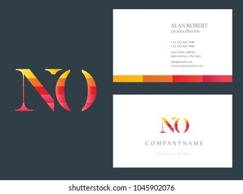 N and O joint logo multi color letters with business card template
