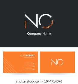 N & O joint logo stroke letter design with business card template 