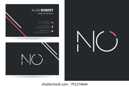 N & O joint logo stroke letter design with business card template