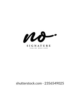 N, O, NO Initial letter handwritten and signature vector image logo