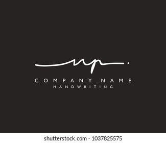 N P Logotipo inicial de escritura a mano