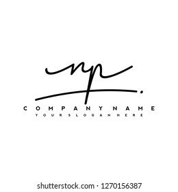 N P Initial handwriting logo vector