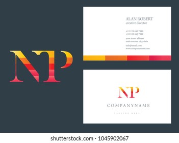 N and P joint logo multi color letters with business card template