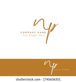 N P NP Initial letter handwriting and signature logo.