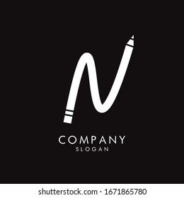 N Pencil logo sign vector