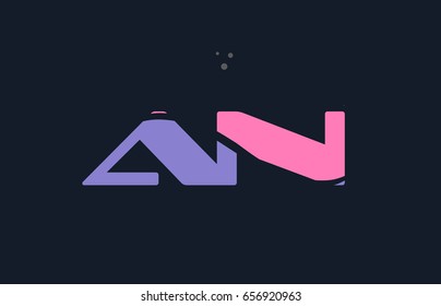 an a n pink blue alphabet letter logo purple font creative text dots company vector icon design template