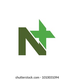 N plus or NX letter logo design vector