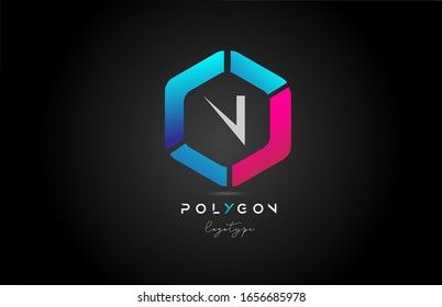 N polygonal polygon blue pink alphabet letter logo icon design for business and company. Suitable for a trendy or stylish logotype