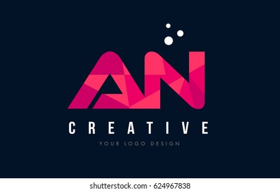 AN A N Purple Letter Logo Design with Low Poly Pink Triangles Concept