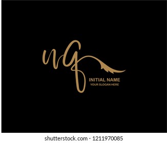 N Q Initial Handwriting Logo Template