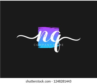 N Q Initial handwriting logo vector
