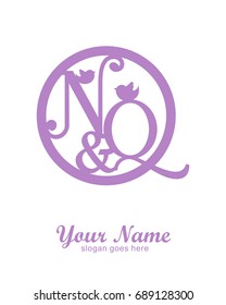 N Q initial wedding decorative logo template