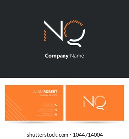N & Q joint logo stroke letter design with business card template 
