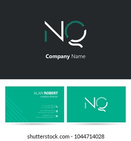 N & Q joint logo stroke letter design with business card template 
