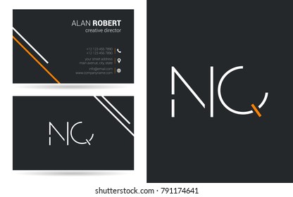 N & Q joint logo stroke letter design with business card template