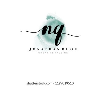 N Q NQ Initial watercolor logo on white background. Logo template vector
