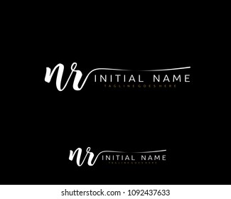 N R Initial handwriting logo vector. Hand lettering for designs.