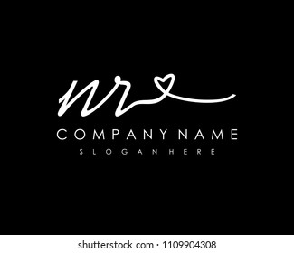 N R Initial handwriting logo vector