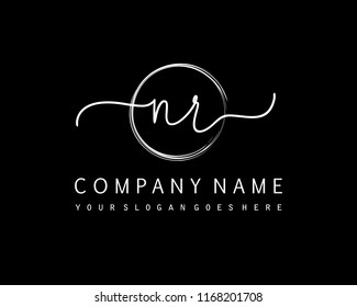 N R Initial handwriting logo vector