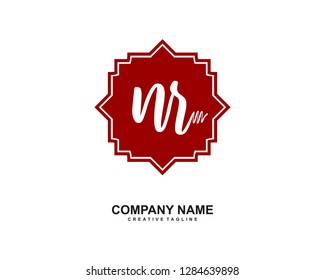 N R Initial Handwriting Logo Template Vector