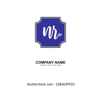 N R Initial Handwriting Logo Template Vector