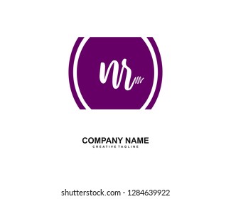 N R Initial Handwriting Logo Template Vector