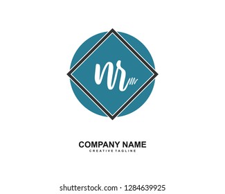 N R Initial Handwriting Logo Template Vector