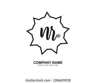 N R Initial Handwriting Logo Template Vector