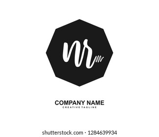 N R Initial Handwriting Logo Template Vector