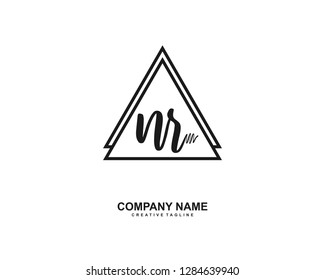 N R Initial Handwriting Logo Template Vector