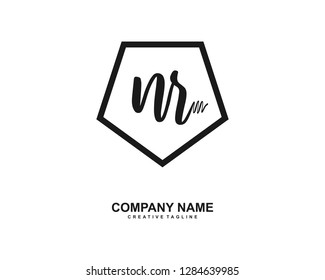 N R Initial Handwriting Logo Template Vector