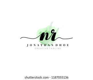 N R Initial watercolor logo on white background. Logo template vector