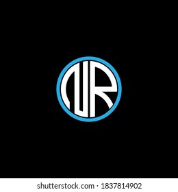 N R letter logo template design on black color background, nr monogram