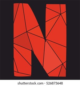 N red alphabet vector letter isolated on black background