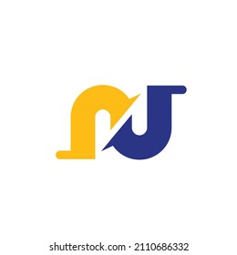 N or RJ  Letter icon Vector illustration concept design web