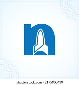 n rocket airplane modern creative premium logo design vector template