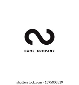 N rounded line logo on white