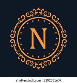 N Royal logo emblem isolated on rich dark blue background vector image.