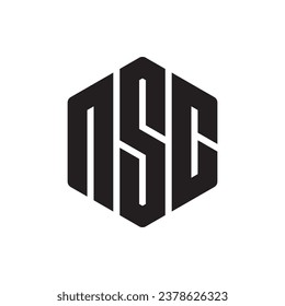 N S C hexagon logo design vector illustration.